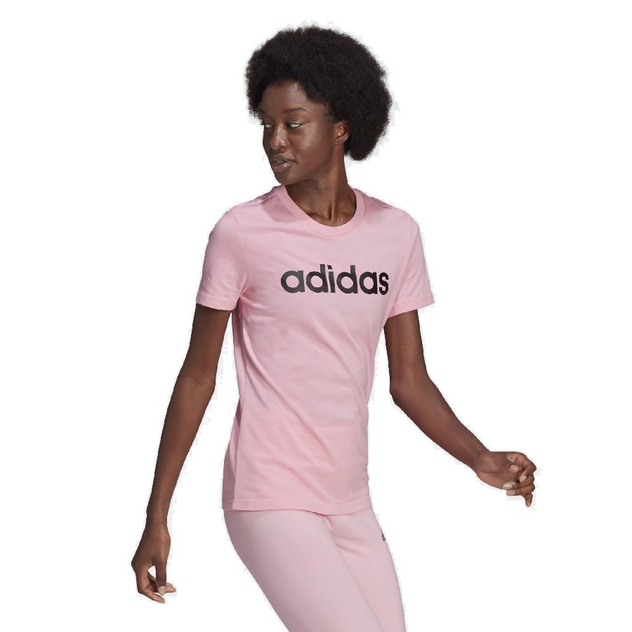 ADIDAS W LIN T CAMISETA ROSA/NEGRO - Imagen 4