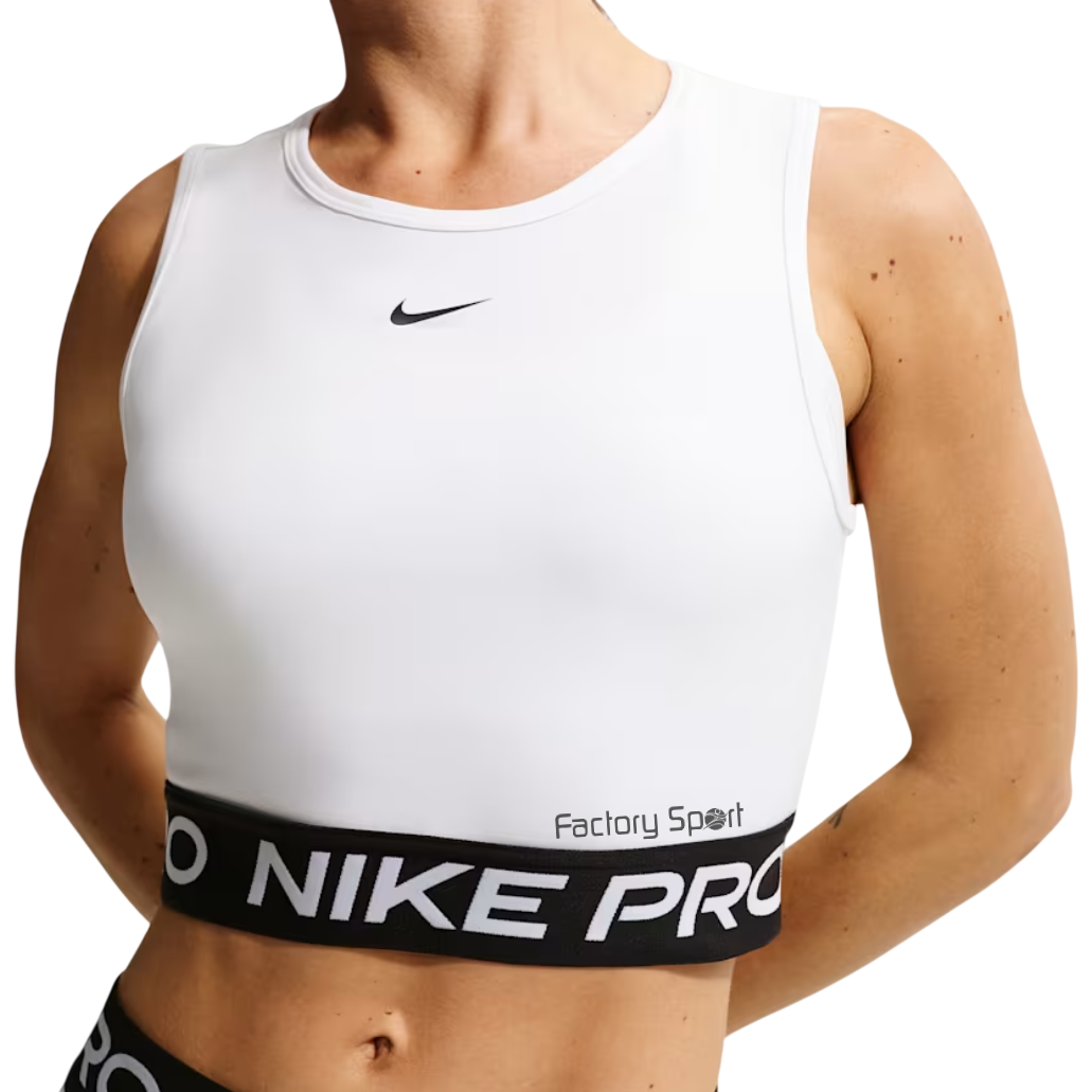 NIKE PRO DRI FIT CROPPED TANK TOP BLANCO/NEGRO PARA MUJER