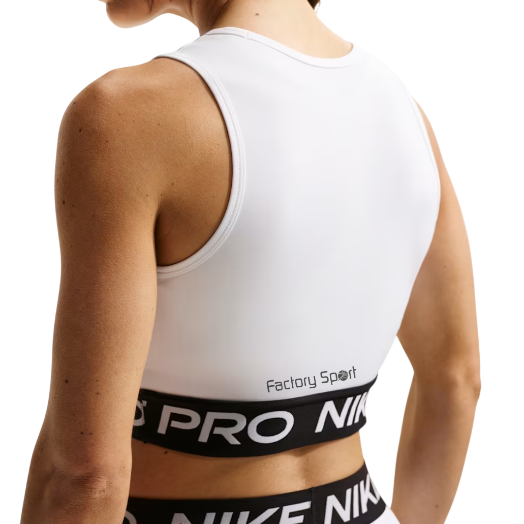 NIKE PRO DRI FIT CROPPED TANK TOP BLANCO/NEGRO PARA MUJER - Imagen 3