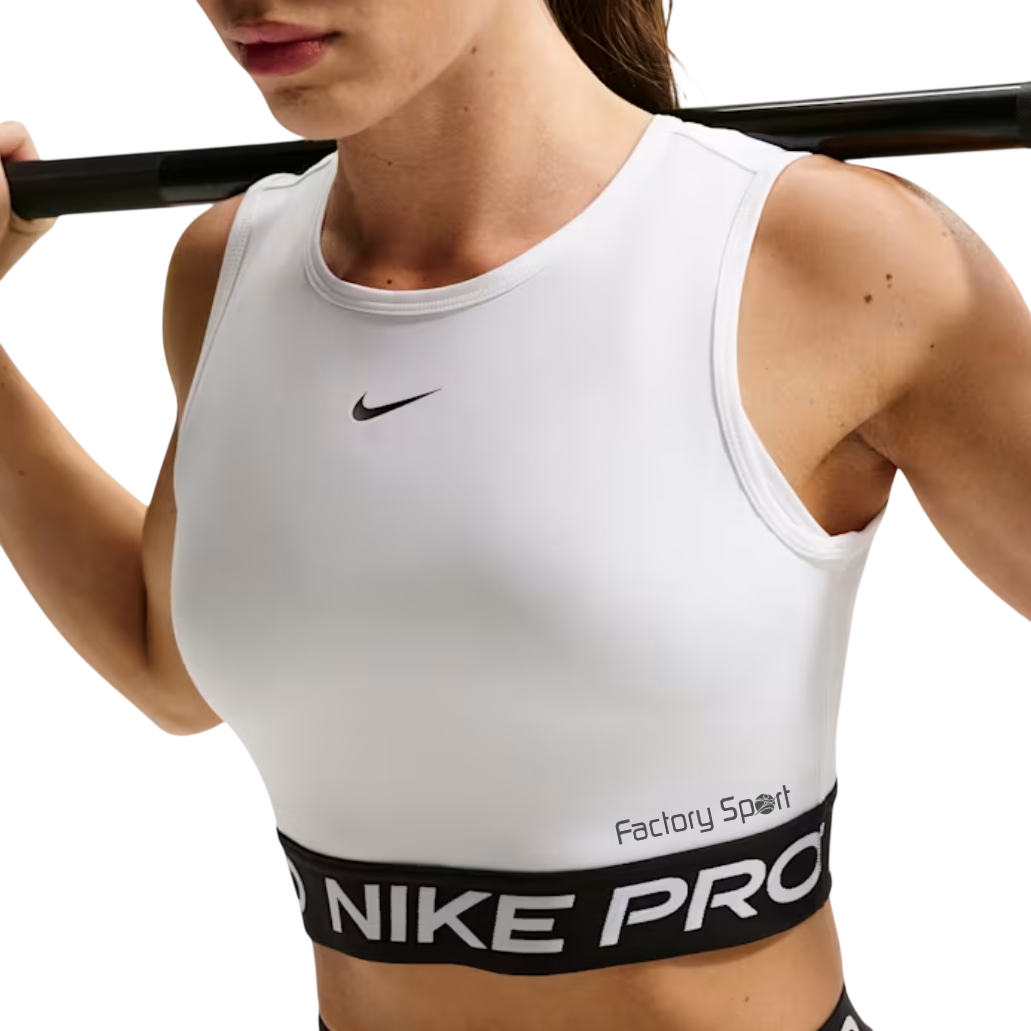 NIKE PRO DRI FIT CROPPED TANK TOP BLANCO/NEGRO PARA MUJER - Imagen 4