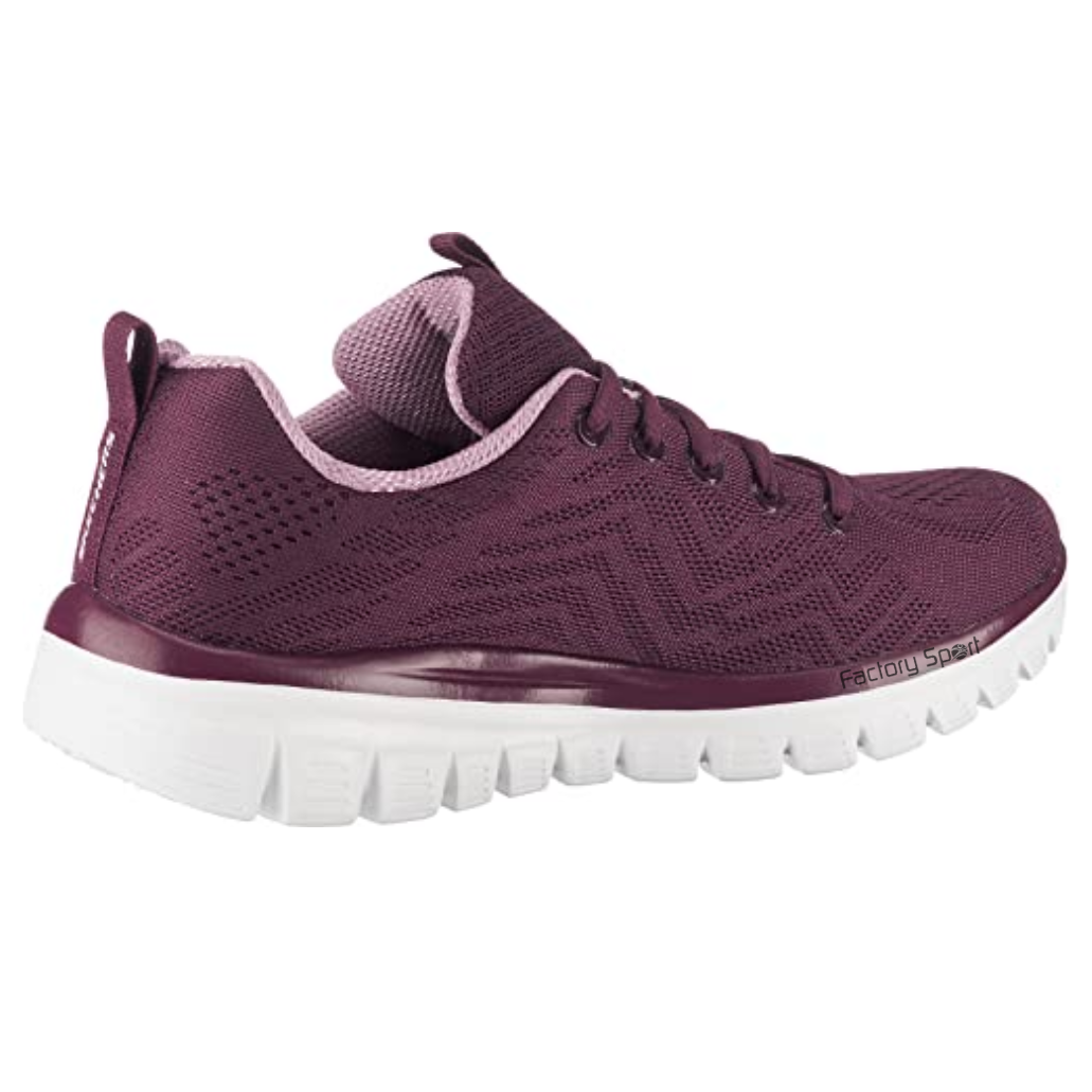 SKECHERS GRACEFUL GET CONNECTED VINO/PLATA PARA MUJER