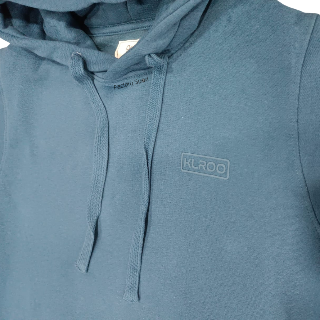 ALPHA KLUK SUDADERA GORRO ALGODON AZUL PETROLEO PARA HOMBRE - Imagen 3