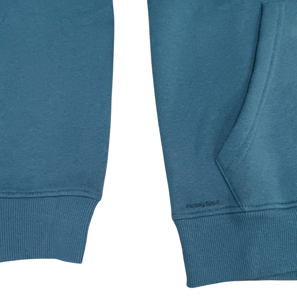 ALPHA KLUK SUDADERA GORRO ALGODON AZUL PETROLEO PARA HOMBRE - Imagen 4