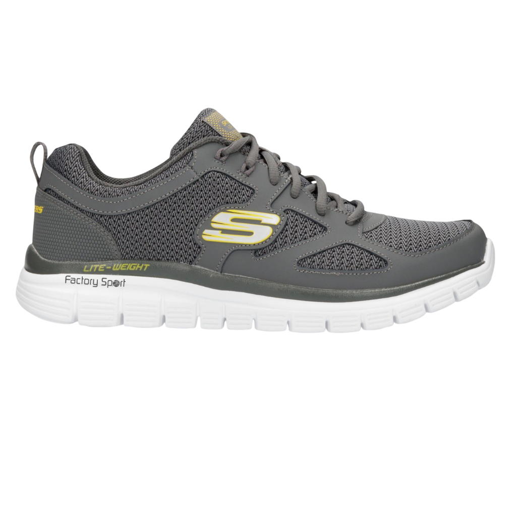 SKECHERS BURNS AGOURA GRIS OSCURO/AMARILLO CHAR PARA HOMBRE